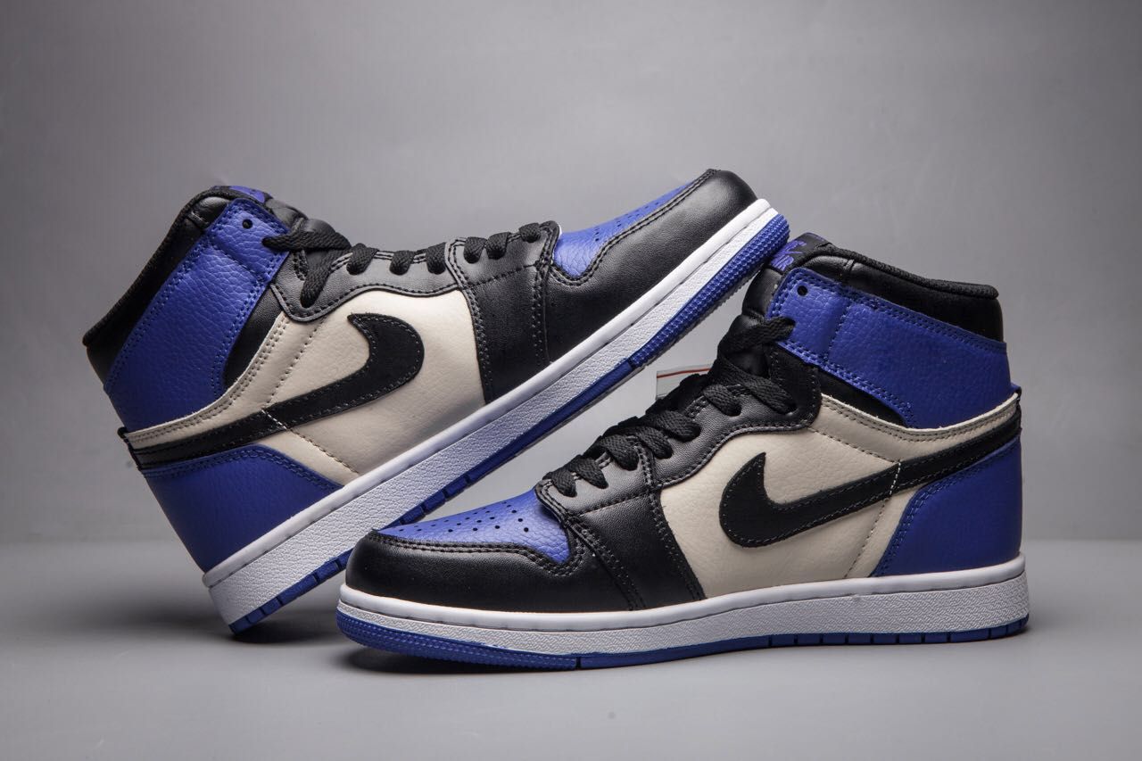 New Air Jordan 1 Toe Black Blue White Shoes - Click Image to Close